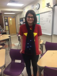 Student models wearable technology