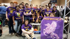 The Troy High Robotics team gathers to take a group photo