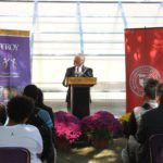 Glenn Monastersky of the Seymour Fox Memorial Foundation addresses the crowd