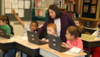 Students working on computer coding