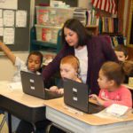 Students working on computer coding