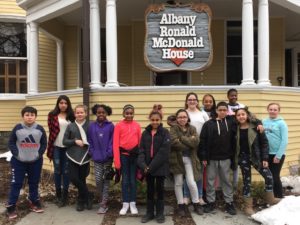 TMS students pose for the camera the Ronald McDonald House.