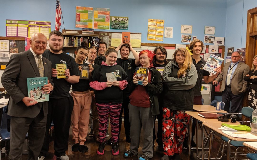 Troy Record: Tonko donates books to School 12, welcomed by students