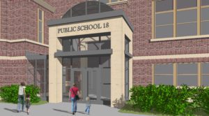 3D rendering of the secure vestibule to be added to School 18.