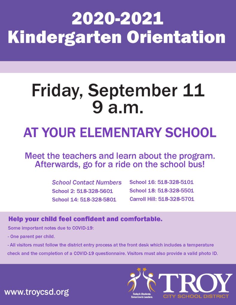 Kindergarten Orientation, Sept. 11, 9 a.m.