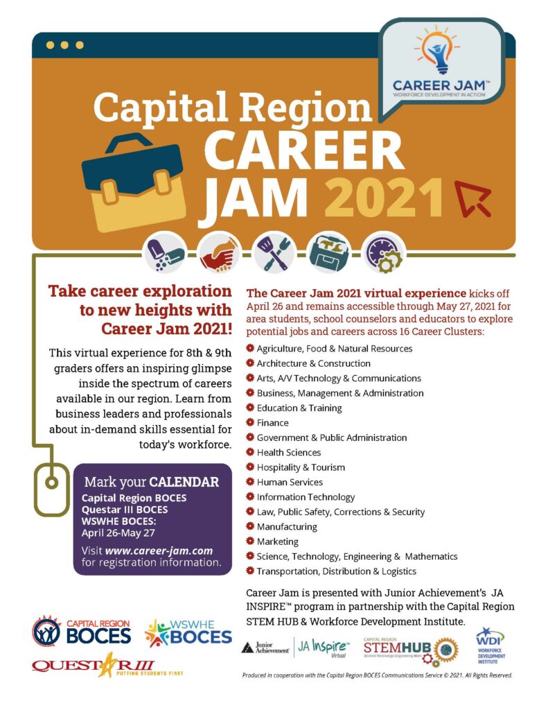 Capital Region Career Jam 2021 April 26 - 27 www.career-jam.com
