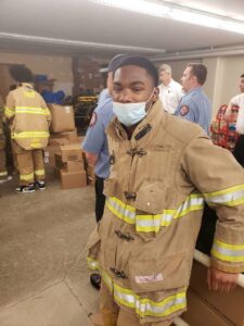 Student in fire gear